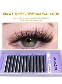 Estensioni di ciglie finte MAMACOS, 12 file, da 0,07 mm, ricci C/D, effetto soffice e delicato, ciglie a ciuffetti tridimensionali 5D Fairy, ciglie bagnate, ventagli premontati 5D Flora Mink, per trucco