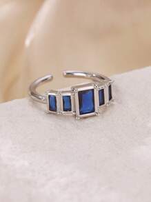 Inele vintage colorate din oțel inoxidabil cu zirconiu cubic, inel deschis anti-decolorare placat cu aur de 18K cu piatră pătrată pentru femei, accesorii pentru bijuterii de nuntă, cadouri de ziua de naștere pentru mama/cea mai bună prietenă