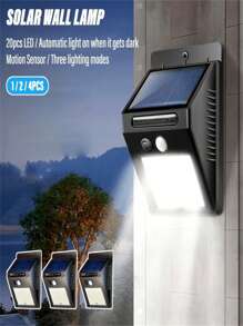 Luz Solar para Uso Externo, 20 LEDs, 3 Modos de Iluminação, Holofote Solar com Sensor de Movimento, Luz Solar de Parede para Pátio, Jardim, Cerca, Garagem