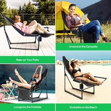 VIVOSUN Chaise Lounge, 2-In-1 Reclining Chair With Footrest/Armrests, Cup Holder, Storage Pocket, And Carry Bag, Support 300 Lb, For Camping, Beach, Poolside, And Patio, Black - 1 - View 8