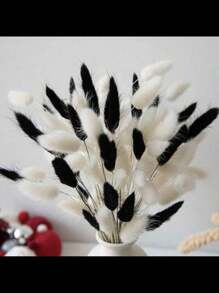 60pcs White Natural Pampas Grass Decor Rabbit Tail Dried Flowers Boho Style Home Decoration, Pampas Grass Room Decor, Valentine's Day, Gift Gifts Birthday Graduation,Fall Decor,Autumn