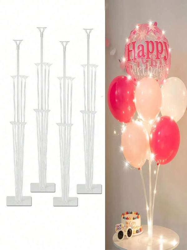 2 Sets de Kit de Arco de Globos, Soporte de Mesa para Globos con Base Autoadhesiva, Soporte de Columna de Globos, Accesorios de Globos, para Fiesta de Cumpleaños, Boda, Aniversario
