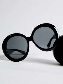 欧美风超大时尚眼镜 - 高品质复古设计，修脸，街头摄影，圣诞节冬季圣诞礼物 - 黑色 - 查看 2