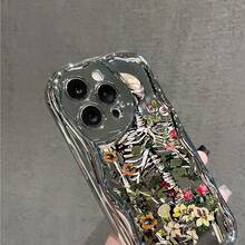 Esqueleto de Flor: Vida y Muerte Entrelazadas Funda Protectora Suave de Teléfonoóvil Colorida Electrochapada Adecuada para 16 15 14 13 12 11 Pro Promax 16 15 14 Plus Linda y a Funda Gruesa a Prueba de Golpes - Multicolor - Ver 6