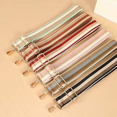 1pc Adjustable Striped Patchwork DIY Shoulder Strap, Durable And Portable Shoulder Strap For Wallet, Crossbody Bag, Water Bottle, Guitar, Ladies Backpack, Versatile Replacement Shoulder Strap Accessory For Women And Girls