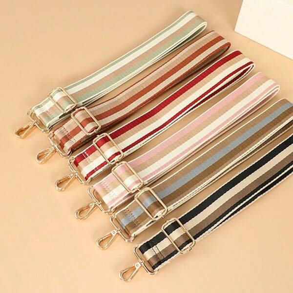 1pc Adjustable Striped Patchwork DIY Shoulder Strap, Durable And Portable Shoulder Strap For Wallet, Crossbody Bag, Water Bottle, Guitar, Ladies Backpack, Versatile Replacement Shoulder Strap Accessory For Women And Girls