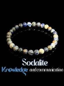 1 Stück/6mm blauer Sodalith Armband Handgemacht mit Elastik für Männer und Frauen, ein Geschenk um Wissen und Kommunikation zu fördern