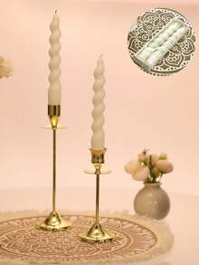 2pcs/3pcs/6pcs Electroplated Polished Metal Iron Candle Holder, Simple And Modern Light Luxury Hollow Wedding Party, Candlelight Dinner, Family Living Room, Candle Holder Decoration, Graduation Gift, Women's Gift, Winter Gift, Close Friend Gift - View 3