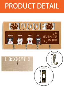 Llavero de madera personalizado con el logotipo de la raza de perro y el nombre de la mascota. Llavero de madera personalizado, soporte para llaves de mascota personalizado, almacenamiento de llaves de entrada para amantes de los perros, ganchos montados en la pared personalizados