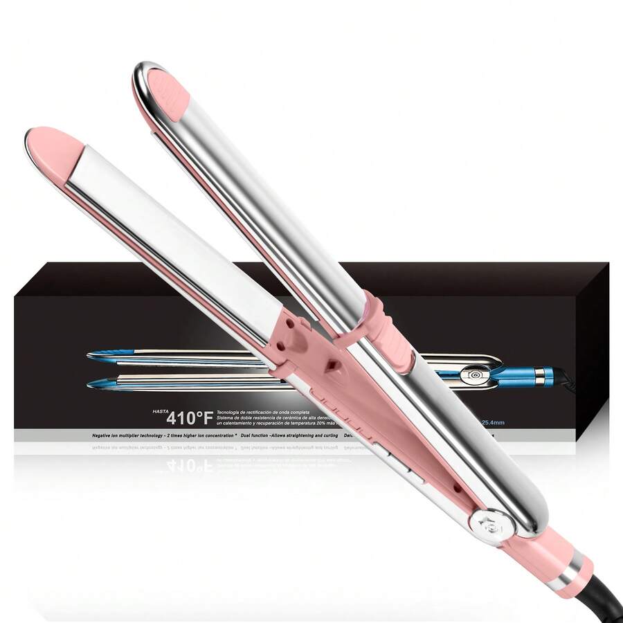 UKLISS 2-In-1 Professional Hair Straightener & Curler - Ceramic Flat Iron With Adjustable Temperature, LCD Display & Lock - Perfect For All Hair Types - Ideal Gift For Women, US Plug