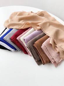 1 件装女士长袍配饰纯色头巾时尚百搭佩斯利印花真丝围巾方形围巾，适合头发/头饰/围巾/头巾/头巾上衣，红色