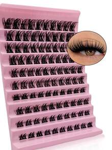 Rikuaild 100PCS D Curl Clusters Lashes Fluffy Soft Crossed Dramatic DIY Lash Wispy Natural Look False Eyelashes - D - Xem 5