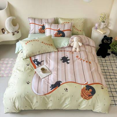 新しい小さな新鮮な漫画デジタル印刷スーパーソフトで快適な洗浄綿のベッドシート 3 点セットと 4 点セット