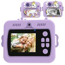 Appareil photo instantané pour enfants, appareil photo d'impression de photo pour filles et garçons, mini appareil photo éducatif pour enfants de 3 à 12 ans, cadeau d'anniversaire, de vacances et de voyage