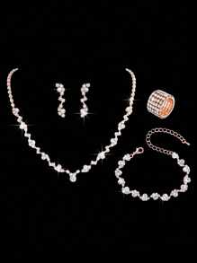 1 Set Of Fashion Jewelry, Including Necklaces, Earrings, Bracelets, Suitable For Women's Daily Wear, Weddings, Parties, Etc.