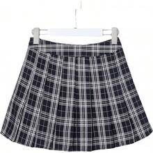 Women Girls Short High Waist Pleated Skater Tennis Skirt - Blacknavy Stripes - View 5