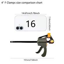 5 件套 4 英寸/6 英寸 F 型夹 - 快速释放棘轮木工夹，耐用金属结构，黑色 - DIY 木工手工工具夹，适用于木工 - 黑色 - 查看 4