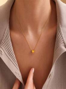 1 peça Elegante Delicado Colar com Corrente Dourada e Pedra de Zircônia Redonda, Adequado para Uso Casual durante todo o Ano por Mulheres e Meninas