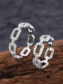 1 件 925 纯银水钻链式戒指，适合女士，精美女士珠宝礼物，适合约会佩戴 - 滿鑽鎖鏈 - 查看 8