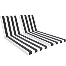 2 Piezas Juego de Cojines para Tumbona de Interior/Exterior, Cojín para Muebles de Exterior con Ataduras, Cojín para Asiento de Patio para Césped, Piscina y Playa, 75" X 22.8" X 2" (Rayas Negras/Blancas)-6504 - Multicolor - Ver 1