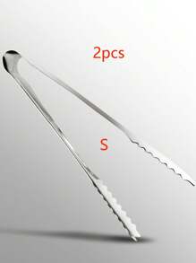 1/2pcs Stainless Steel Ice Tongs, Practical Sugar Tongs, Ice Coffee Self-Service Barbecue Food Tongs, Barbecue Supplies, Fruit Tongs, Cube Sugar Tongs, Multifunctional Ice Tongs, Kitchen Utensils