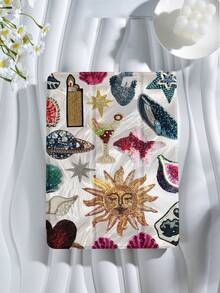 珍珠刺绣风格太阳星鸡尾酒飞机图案平板电脑保护壳，兼容 iPad 9.7/10.2/10.5/10.9/12.9/Pro 11、第 10 代，兼容三星 Galaxy Tab S6 Lite 10.4 英寸，兼容 Kindle Paperwhite 第 12 代 2024，Kindle（第 11 代）2022 年发布，柔软防摔保护，智能支架/自动唤醒/睡眠 - 彩色 - 查看 3