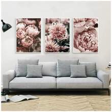 1pc Peony Flower Canvas Painting Nordic Poster Rose Gold Floral Scandinavian Style Print Wall Art Decoration Picture Living Room Decor Optional Frame
