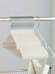 10pcs Anti-Slip Coated Adult Clothes Hangers, Household & Dorm Drying Racks - White - View 1