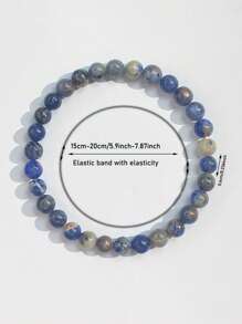 1 Stück/6mm blauer Sodalith Armband Handgemacht mit Elastik für Männer und Frauen, ein Geschenk um Wissen und Kommunikation zu fördern