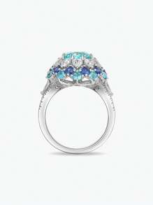 Dissoo 1 Peça Anel de Prata Esterlina 925 com Zircônia Azul Minimalista Cravejado, Banhado a Ródio, Acompanha Embalagem da Marca, Adequado para Presente, Acessório de Praia, Dia da Mulher, Formatura, Acessórios de Verão