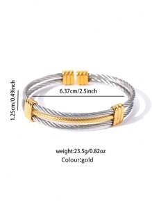 1 pieza Brazalete abierto de acero inoxidable, accesorio de estilo minimalista para hombres, adecuado para uso diario o como regalo para el novio