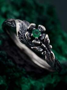 Vintage Green Zirconia Butterfly Ring | Elegant Luxury Purple Design, Delicate & Versatile Women Daily Accessory