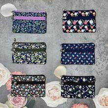 1件/4件/6件田园碎花双层双拉链迷你零钱包，多功能小钱包硬币包，创意独特派对小礼物 - 彩色 - 查看 2