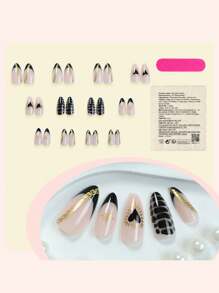 24 szt. Y2K Hot Girl Black Dark Heart Short Almond Press On Nails Dostawcy