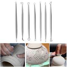 Clay Sculpting Tool Ceramic Pottery Texture Carving Stainless Steel Wire End Loop Ribbon Trimming Modeling Clay Sculpture Tool - Silver - View 3