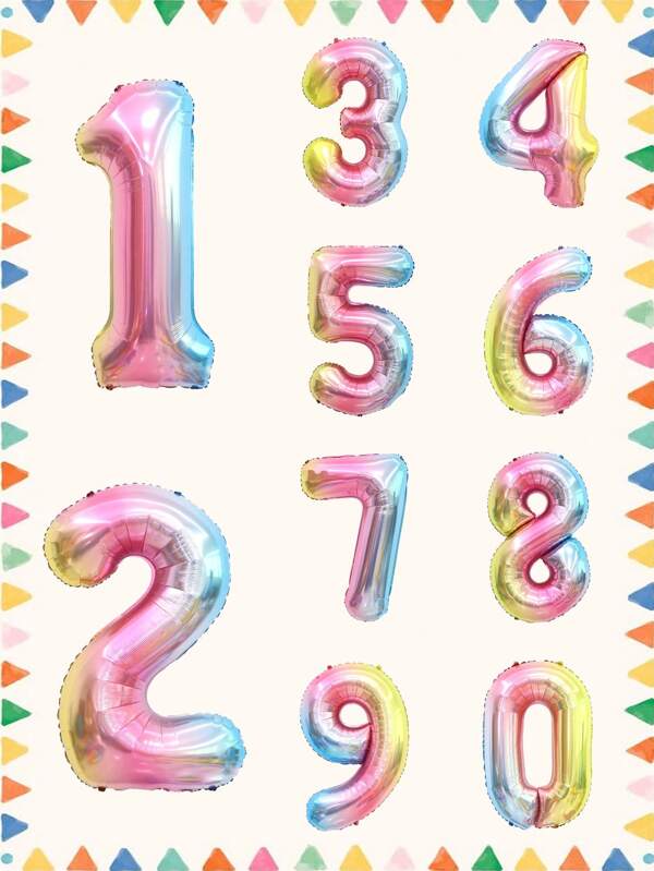 Balão de alumínio numerado Ombre de 32 polegadas, adequado para festa de aniversário, decoração de aniversário