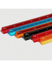 Regla triangular de aleación de aluminio para dibujo estudiantil, diseño de regla triangular de dibujo, decoración de dibujo, regla de escala de tamaño, suministros escolares, de vuelta a la escuela - Multicolor - Ver 1