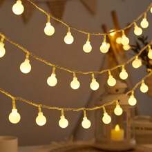 1 Peça Série de Luzes 20/30/50/100/200 LED Bola Branca, Luz Decorativa para Jardim ao Ar Livre Natal, Luz Atmosférica para Decoração de Festa de Feriado, Alimentada por Caixa de Bateria, Branco Quente