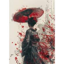 1pc Gift Vintage Japanese Landscape Samurai Geisha Bonsai Torii Gate Sakura Art Posters Canvas Painting Wall Arts Picture For Room Home Decor Optional Frame - Multicolor - View 16