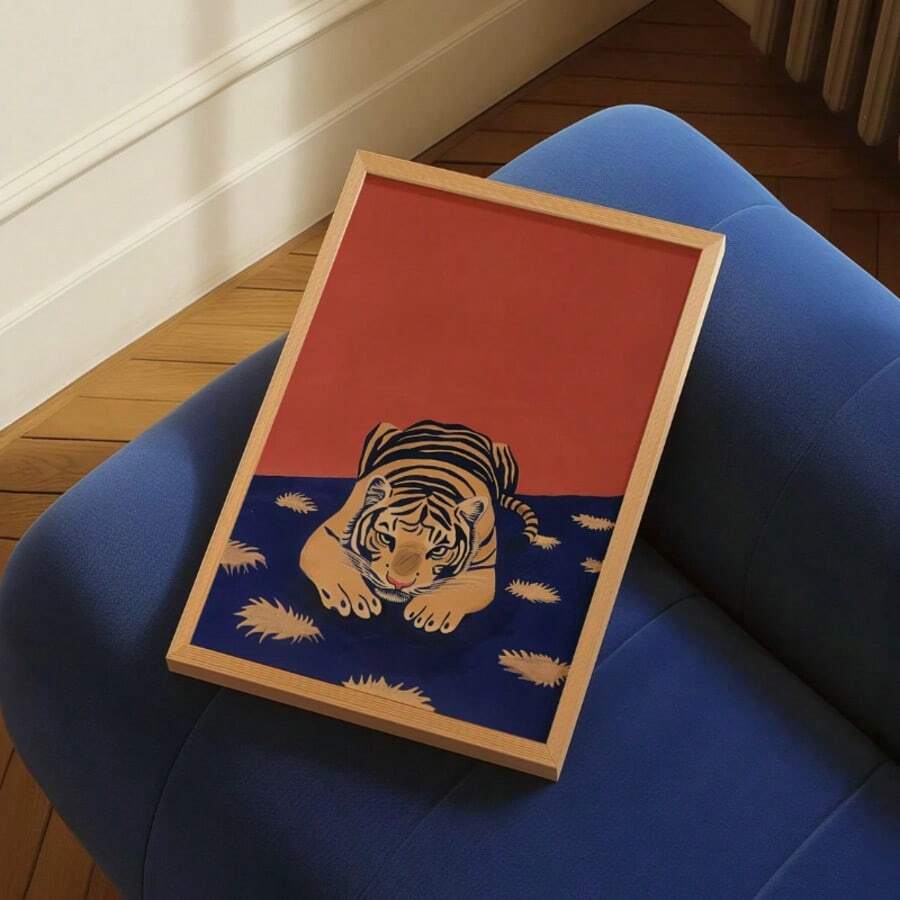 1pc Tiger Print, 70s Poster, Retro Bedroom Decor, Tiger Decor, Mid Century Modern Decor, Tiger Wall Art Bedroom Room Print Art