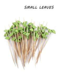 Green Leaf Cocktailspieße – 100 Stücke dekorative Bambus-Zahnstocher, Bambus-Cocktailspieße, Party-Zahnstocher, dekorative Obstspieße, Vorspeisenspieße, Essensstäbchen, tropische Partydekoration, 4,7 Zoll Partyspieße für Obst, Vorspeisen, Essensgarnitur, ideal für tropische Themen-, Hochzeit- und Hawaii-Partys