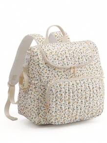 1pc Multifunction Large Capacity Ditsy Floral Mommy Backpack, Can Be Hung On Stroller - Multicolor - View 10