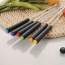 Set Of 12 Fondue Forks Stainless Steel Snacks Large Skewer 24cm Tips With Colored Identification - 黑色 - 查看 4
