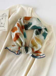 1 pezzo Nuovo arrivo da donna Sciarpa quadrata in cotone 100% da 70 cm, stile bohémien, stampa floreale, versatile, per primavera/estate