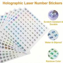 10 peças/conjunto de adesivos holográficos redondos refletivos de 1 a 1000 números, adesivos de rótulos para frascos de esmalte, marcadores autoadesivos para decoração faça você mesmo, materiais escolares, volta às aulas