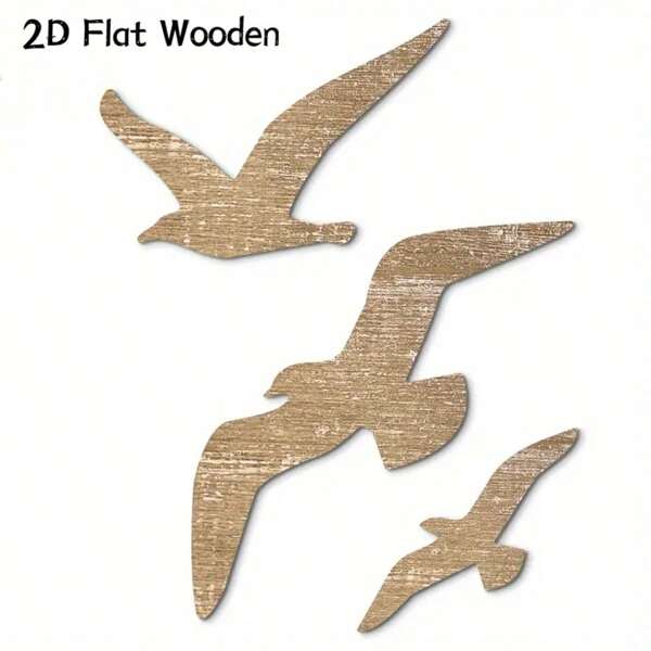 3PCS, Brown Bird Pattern, Wooden Sign Wall Decor Wall Art, Bar Cafe Door Decor, Room Decor, Outdoor Courtyard Decor, Plaque Party Decor.With Double-Sided Tape