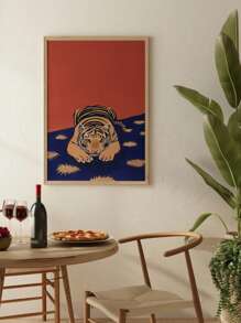 1pc Tiger Print, 70s Poster, Retro Bedroom Decor, Tiger Decor, Mid Century Modern Decor, Tiger Wall Art Bedroom Room Print Art