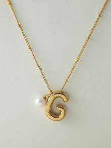 1 Pc Balloon Smooth A-Z Pendant Letter Necklace Fashion Simple Chain Collarbone Chain, Holiday Gift, Suitable For Women's Daily Wear - Yellow Gold - View 22
