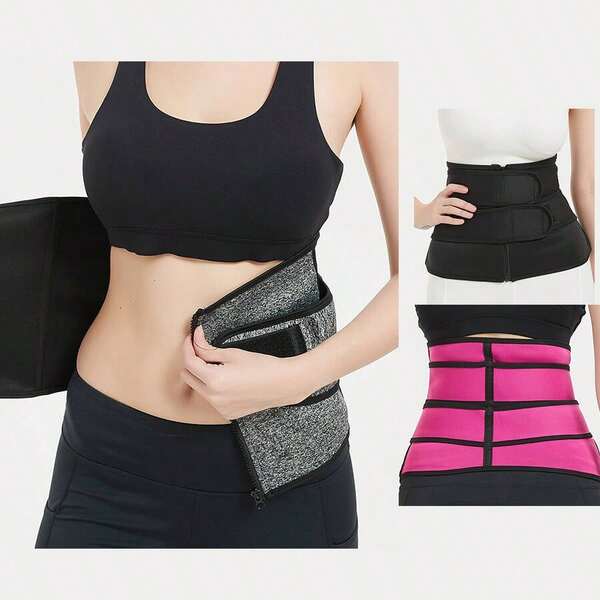 1 pièce Ceinture de maintien de la taille en néoprène pour hommes et femmes, avec fermeture éclair et double sangle pour une utilisation plus facile. Ceinture de protection sportive non rechargeable, lavable à la main et à la machine. Ceinture de compression pour la transpiration et le ventre plat pour le sauna. Utilisée pour la protection dans les salles de sport, la course et la randonnée, pour la silhouette au quotidien et pour le soutien des travailleurs de bureau pendant les longues séances. Couleurs : Gris, Noir et Rose