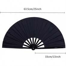 2 Pack Large Folding Hand Fan, Vintage Retro Fabric Fans, Chinese  Chi Hand Fan For Men/Women, Festival, Dance, Gift, Performance, Decorations (Black) - Black - View 8